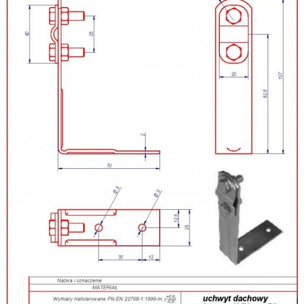 01b. Angular roof-mounted bracket H-70mm. ZS