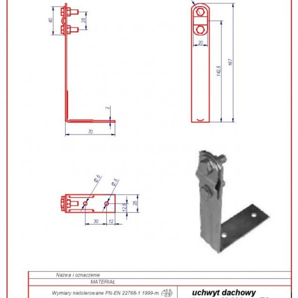 01c. Angular roof-mounted bracket H -130mm. ZS