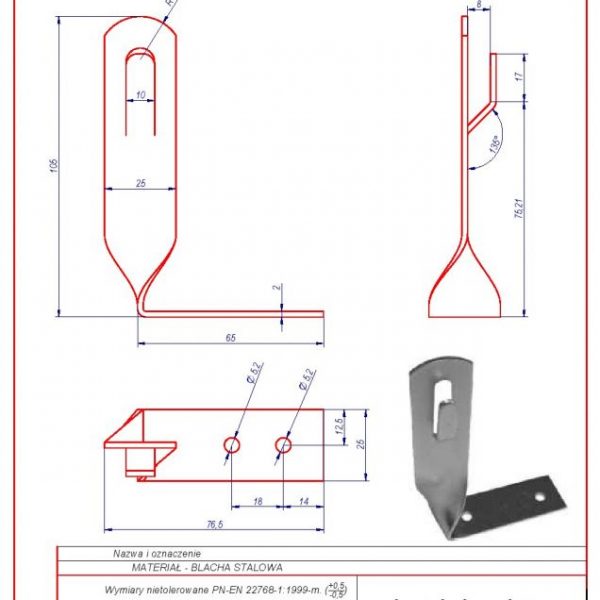 01h. Angular roof-mounted bracket H-70mm. ZZ Twisted