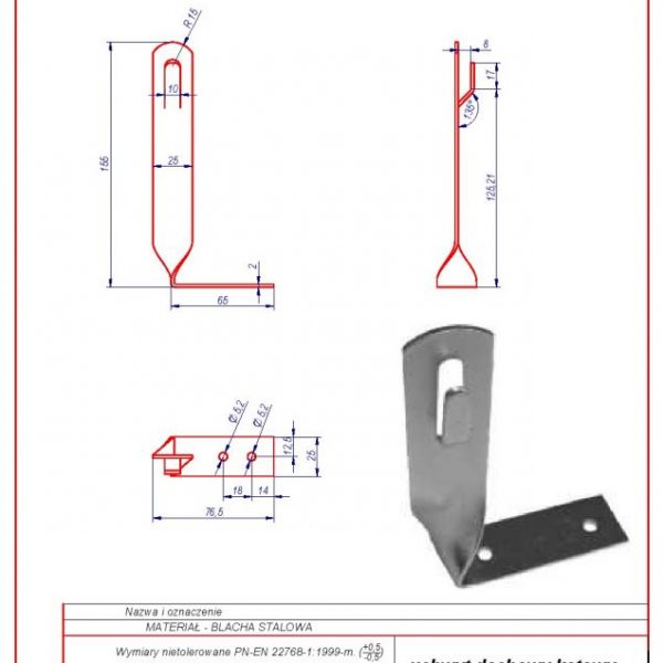 Uchwyt dachowy kątowy H-130mm. ZZ skręcony karta produktu