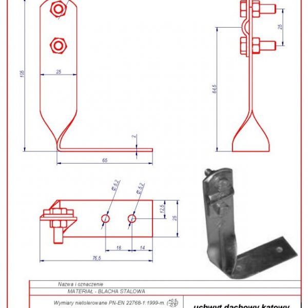 01j. Angular roof-mounted bracket H-70mm. ZS Twisted