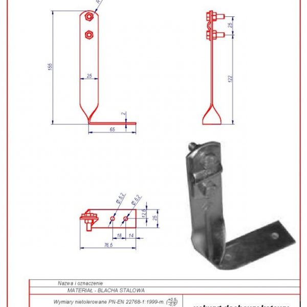 Uchwyt dachowy kątowy H-130mm. ZS skręcony karta produktu