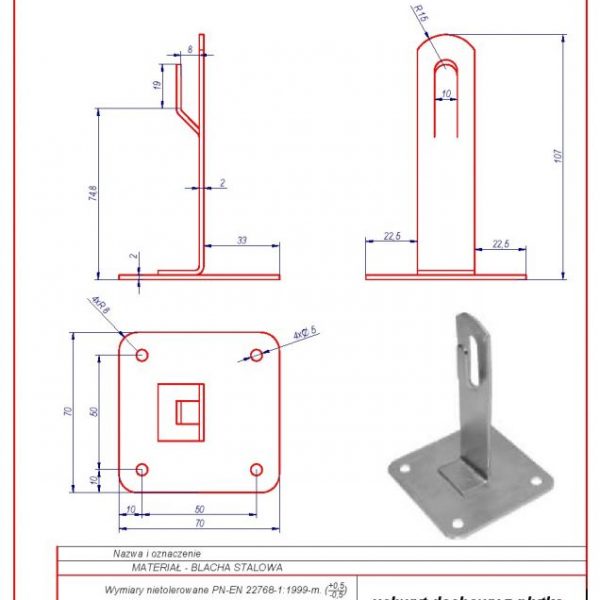 02. Roof-mounted bracket with a plate H-70 mm. ZZ