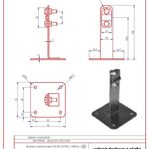 02d. Roof-mounted bracket with a plate H-70mm. ZS