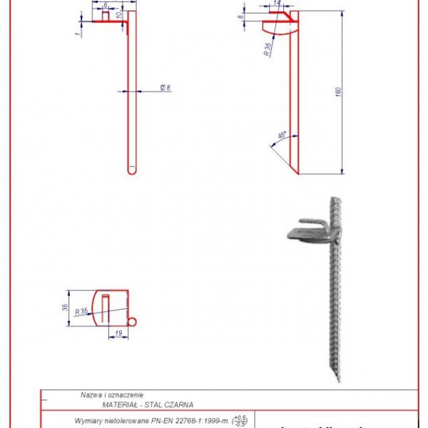 03. Uchwyt wbijany do muru L -160 karta produktu