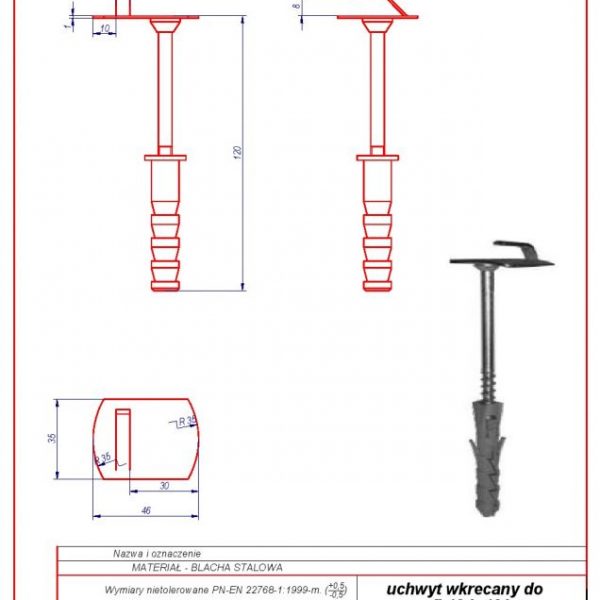 03b. Uchwyt wkręcany do muru f 12 L-120 karta produktu