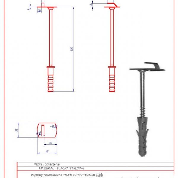 03d. Uchwyt wkręcany do muru f 12 L-200 karta produktu