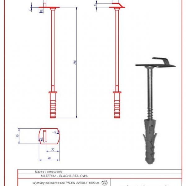 03e. Uchwyt wkręcany do muru f 12 L-250 karta produktu