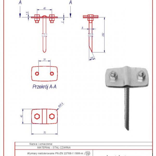 09a. Uchwyt dystansowy L -250 karta produktu