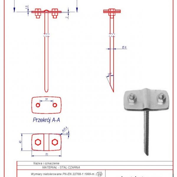 09b. Uchwyt dystansowy L -350 karta produktu