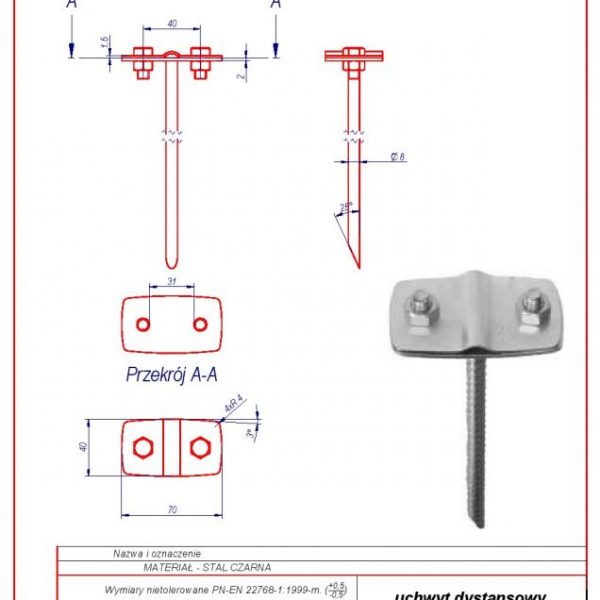 09c. Uchwyt dystansowy L -500 karta produktu