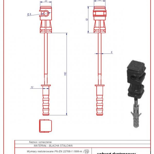 10a. Uchwyt dystansowy uniwersalny f 12 L -160 karta produktu