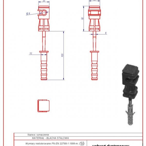 11c. Uchwyt dystansowy uniwersalny f 12 L -100 karta produktu