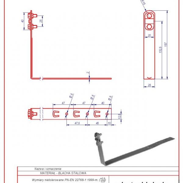 13d. Uchwyt p. d. L -330 H 130mm. ZS karta produktu