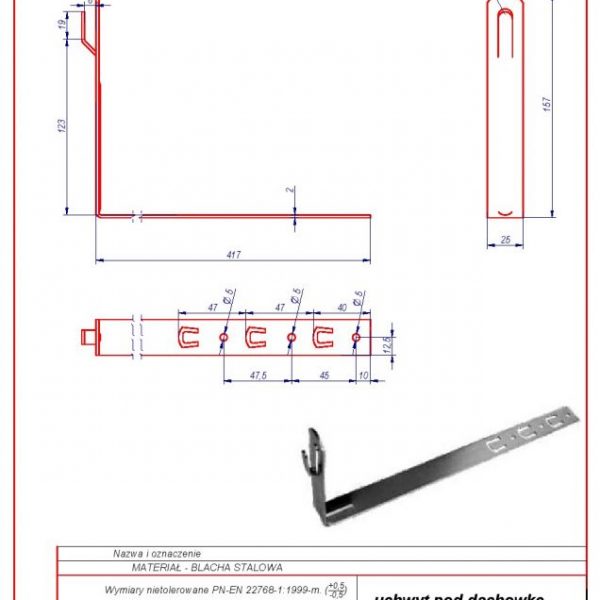 14a. Uchwyt p. d. L -415 H 130mm. ZZ karta produktu