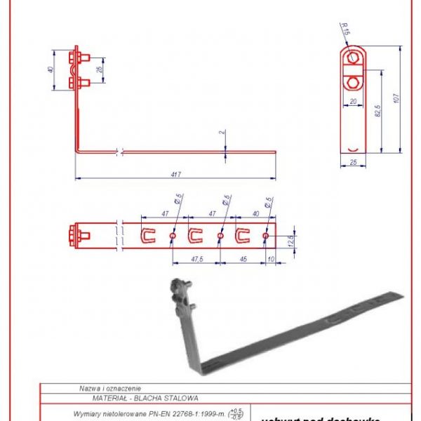 14c. Bracket mounted under tiling L -415 H 70mm. ZS