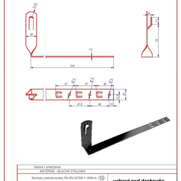 15. Uchwyt p. d. L -330 skręcony H 70mm. ZZ karta produktu