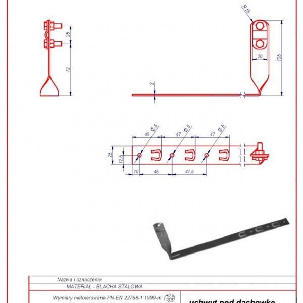 15b. Bracket mounted under tiling twisted L -330 H 70mm. ZS