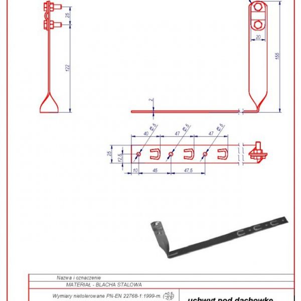 15c. Uchwyt p. d. L -330 skręcony H 130mm. ZS karta produktu