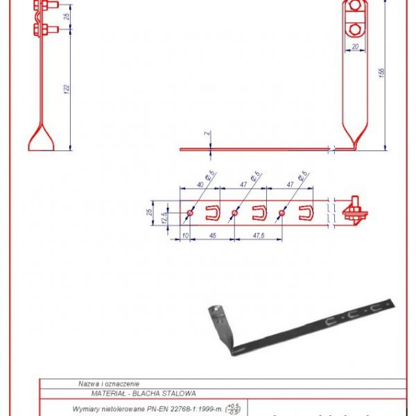 16c. Bracket mounted under tiling twisted L -415 H 130mm. ZS