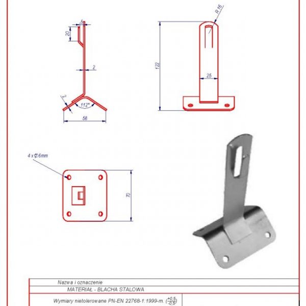 17. Rooftop – mounted bracket -70mm. ZZ