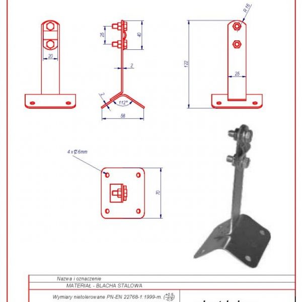 17a. Rooftop – mounted bracket -70mm. ZS