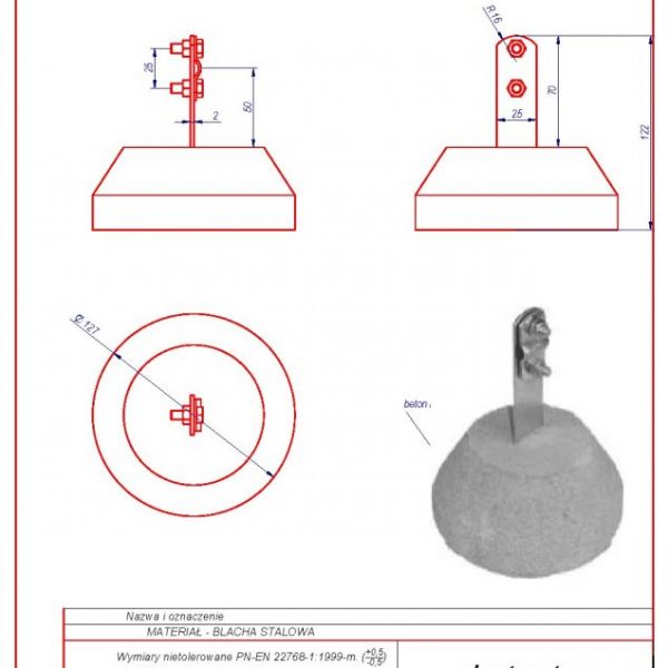 21b. Bracket with a concrete base universal ZS