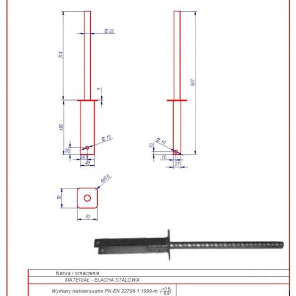 22e. Straight tension bracket