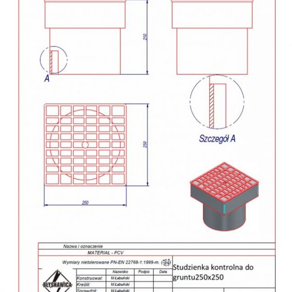 28g. Studzienka kontrolna do gruntu 250x220x220 karta produktu