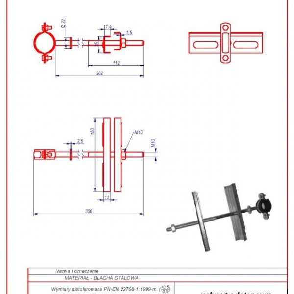 39c. Post – mounted spacer bracket 1″