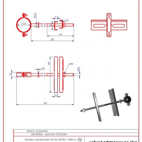 39e. Post – mounted spacer bracket 1 1/2″