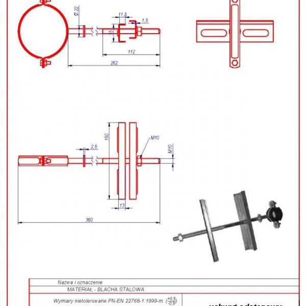 39g. Post – mounted spacer bracket 3″