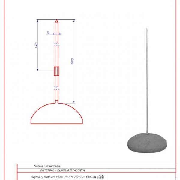 61e. Lightning mast (average concrete base) 3m